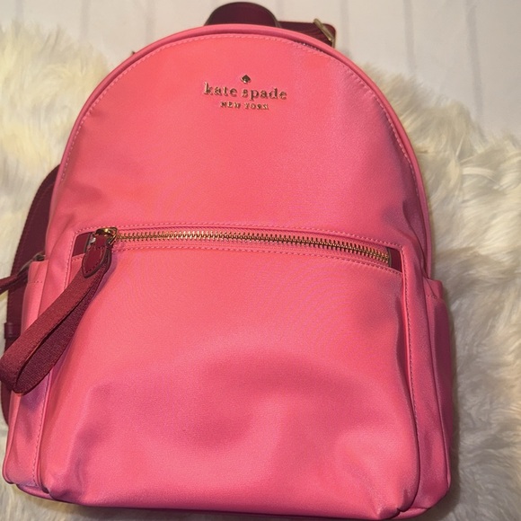 SOLD- Kate Spade Chelsea Medium Backpack Bag Nylon Deep Dahlia Pink EUC - Picture 6 of 13